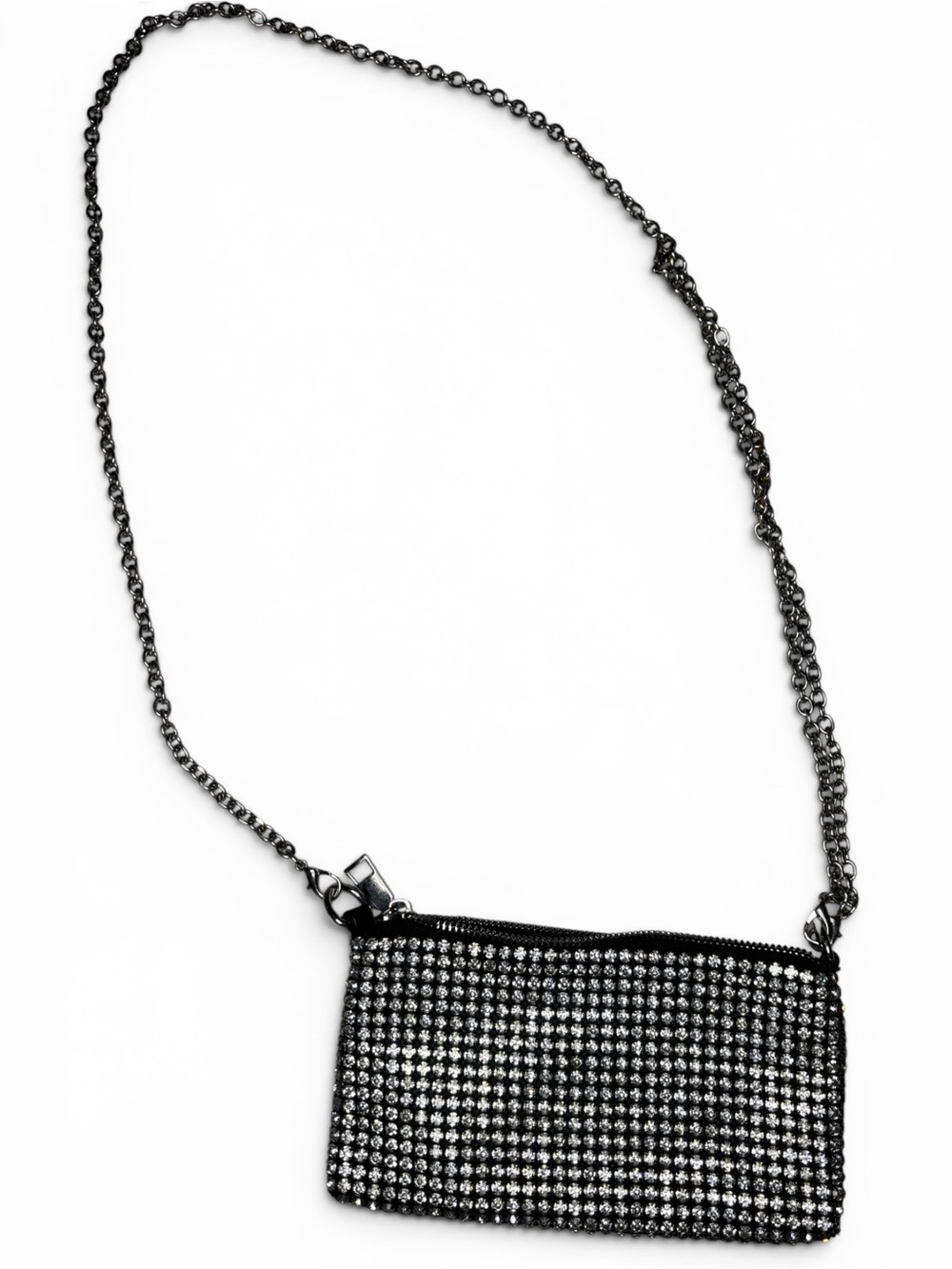 Embellished Chain Strap Crossbody Bag in Black